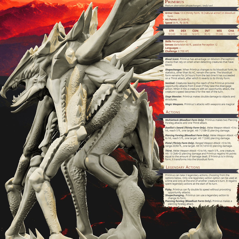 3D Printed Bestiary Vol. 4 Nafarrate - Primirus Shapechanger 32mm Ragnarok D&D (Online Only)
