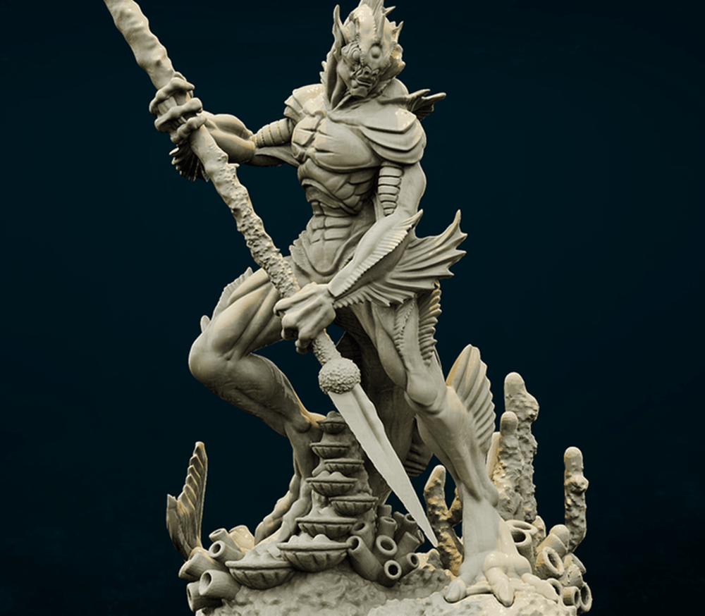 3D Printed Bestiary Vol. 4 Nafarrate - Proteus Merfolk 32mm Ragnarok D&D (Online Only)