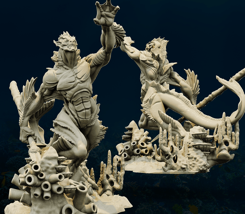 3D Printed Bestiary Vol. 4 Nafarrate - Proteus Merfolk 32mm Ragnarok D&D (Online Only)