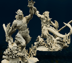 3D Printed Bestiary Vol. 4 Nafarrate - Proteus Merfolk 32mm Ragnarok D&D (Online Only)