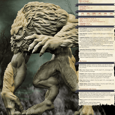 3D Printed Bestiary Vol. 4 Nafarrate - Quathar Fiend 32mm Ragnarok D&D (Online Only)