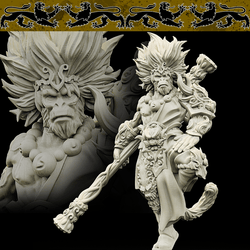 3D Printed Bestiary Vol. 4 Nafarrate - Sun Wukong Ape Warrior 32mm Ragnarok D&D (Online Only)