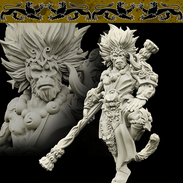 3D Printed Bestiary Vol. 4 Nafarrate - Sun Wukong Ape Warrior 32mm Ragnarok D&D (Online Only)