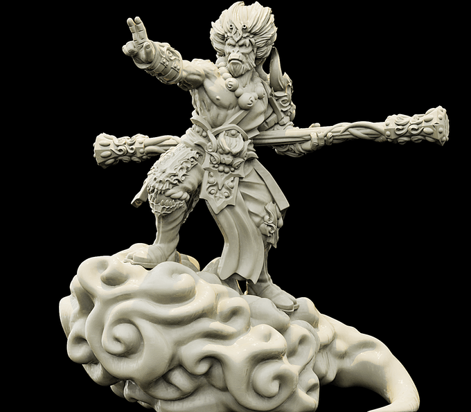 3D Printed Bestiary Vol. 4 Nafarrate - Sun Wukong Ape Warrior 32mm Ragnarok D&D (Online Only)