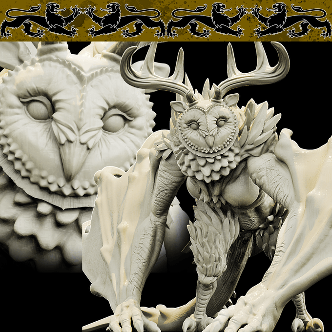 3D Printed Bestiary Vol. 4 Nafarrate - Thalassa Owlfolk 32mm Ragnarok D&D (Online Only)