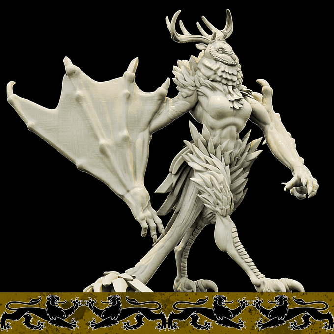 3D Printed Bestiary Vol. 4 Nafarrate - Thalassa Owlfolk 32mm Ragnarok D&D (Online Only)