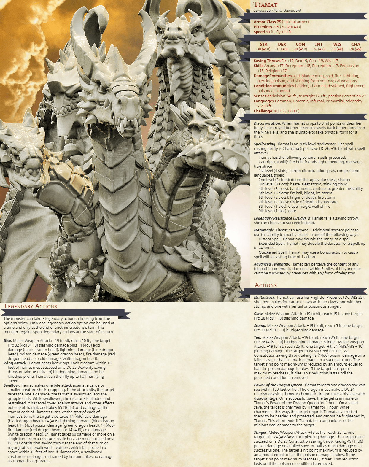 3D Printed Bestiary Vol. 4 Nafarrate - Tiamat Hydra 32mm Ragnarok D&D (Online Only)