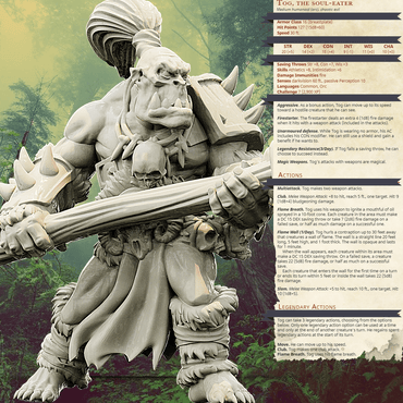 3D Printed Bestiary Vol. 4 Nafarrate - Tog Male Orc Warrior 32mm Ragnarok D&D (Online Only)