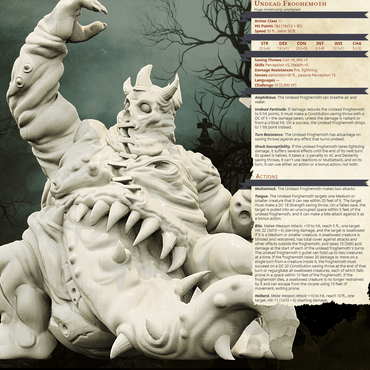 3D Printed Bestiary Vol. 4 Nafarrate - Undead Froghemoth 32mm Ragnarok D&D (Online Only)