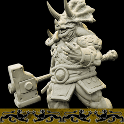 3D Printed Bestiary Vol. 4 Nafarrate - Viridian Triceratops Warrior 32mm Ragnarok D&D (Online Only)