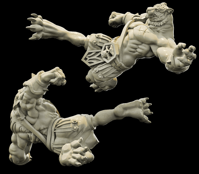 3D Printed Bestiary Vol. 4 Nafarrate - Xbalanque Tiger Warrior 32mm Ragnarok D&D (Online Only)