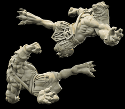3D Printed Bestiary Vol. 4 Nafarrate - Xbalanque Tiger Warrior 32mm Ragnarok D&D (Online Only)