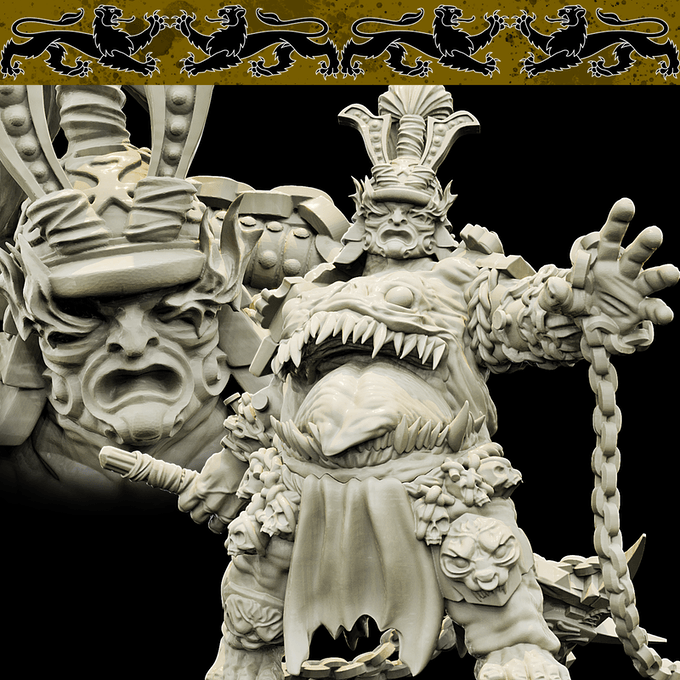 3D Printed Bestiary Vol. 4 Nafarrate - Xing Tiang Chinese Warrior 32mm Ragnarok D&D (Online Only)
