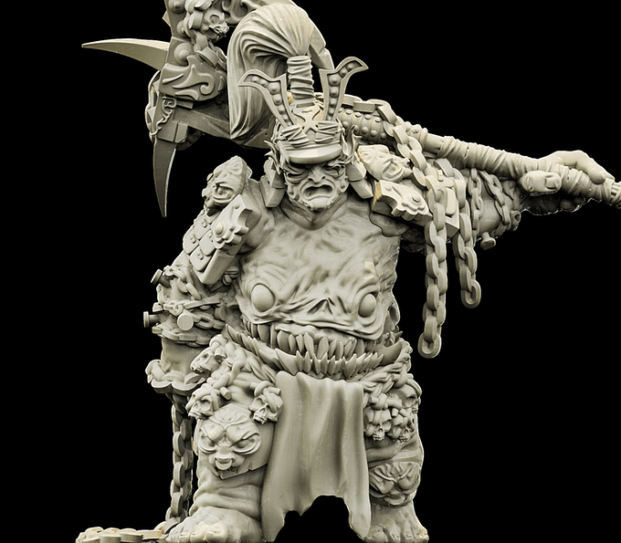 3D Printed Bestiary Vol. 4 Nafarrate - Xing Tiang Chinese Warrior 32mm Ragnarok D&D (Online Only)