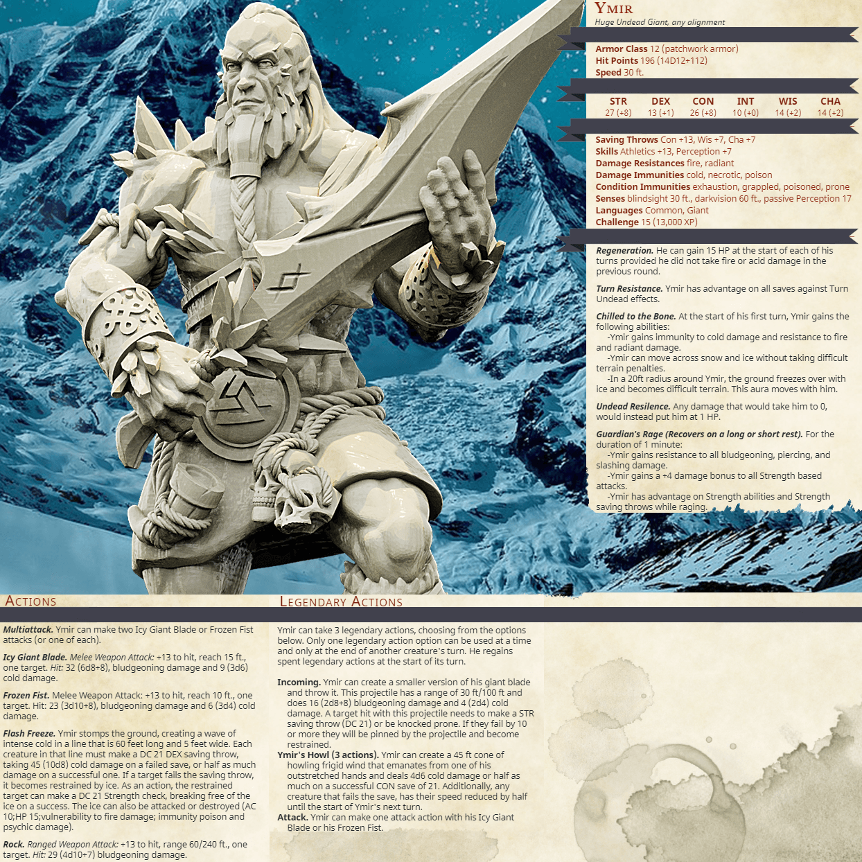 3D Printed Bestiary Vol. 4 Nafarrate - Ymir Undead Giant 32mm Ragnarok D&D (Online Only)