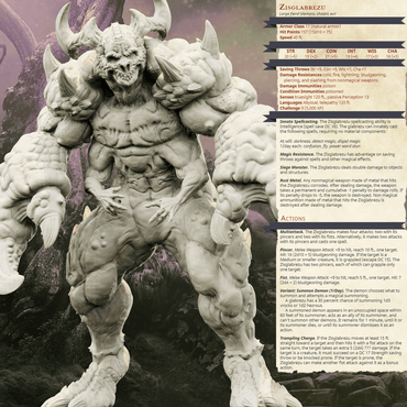 3D Printed Bestiary Vol. 4 Nafarrate - Zisglabrezu Demon Fiend 32mm Ragnarok D&D (Online Only)