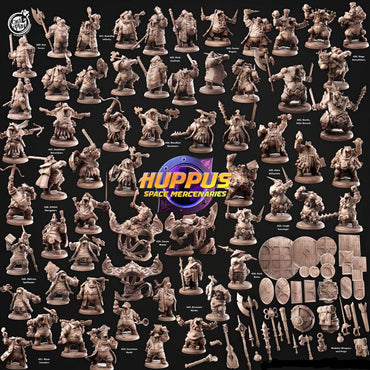 3D Printed Cast n Play 620 Riot Forces Huppus, Space Mercenaries Set 28mm 32mm D&D (Online Only)
