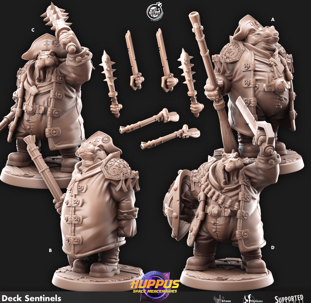 3D Printed Cast n Play 622 Deck Sentinels Huppus, Space Mercenaries Set 28mm 32mm D&D (Online Only)
