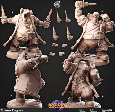 3D Printed Cast n Play 623 Cosmo Rogues Huppus, Space Mercenaries Set 28mm 32mm D&D (Online Only)