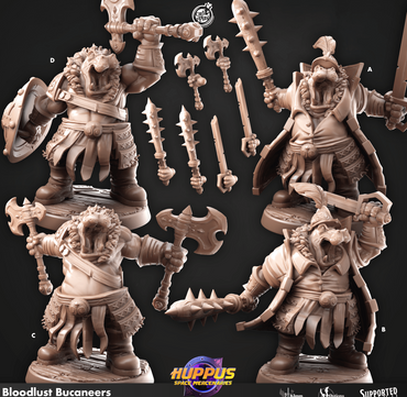 3D Printed Cast n Play 626 Bloodlust Bucaneers Huppus, Space Mercenaries Set 28mm 32mm D&D (Online Only)