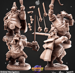 3D Printed Cast n Play 628 Orbital Navigators Huppus, Space Mercenaries Set 28mm 32mm D&D (Online Only)