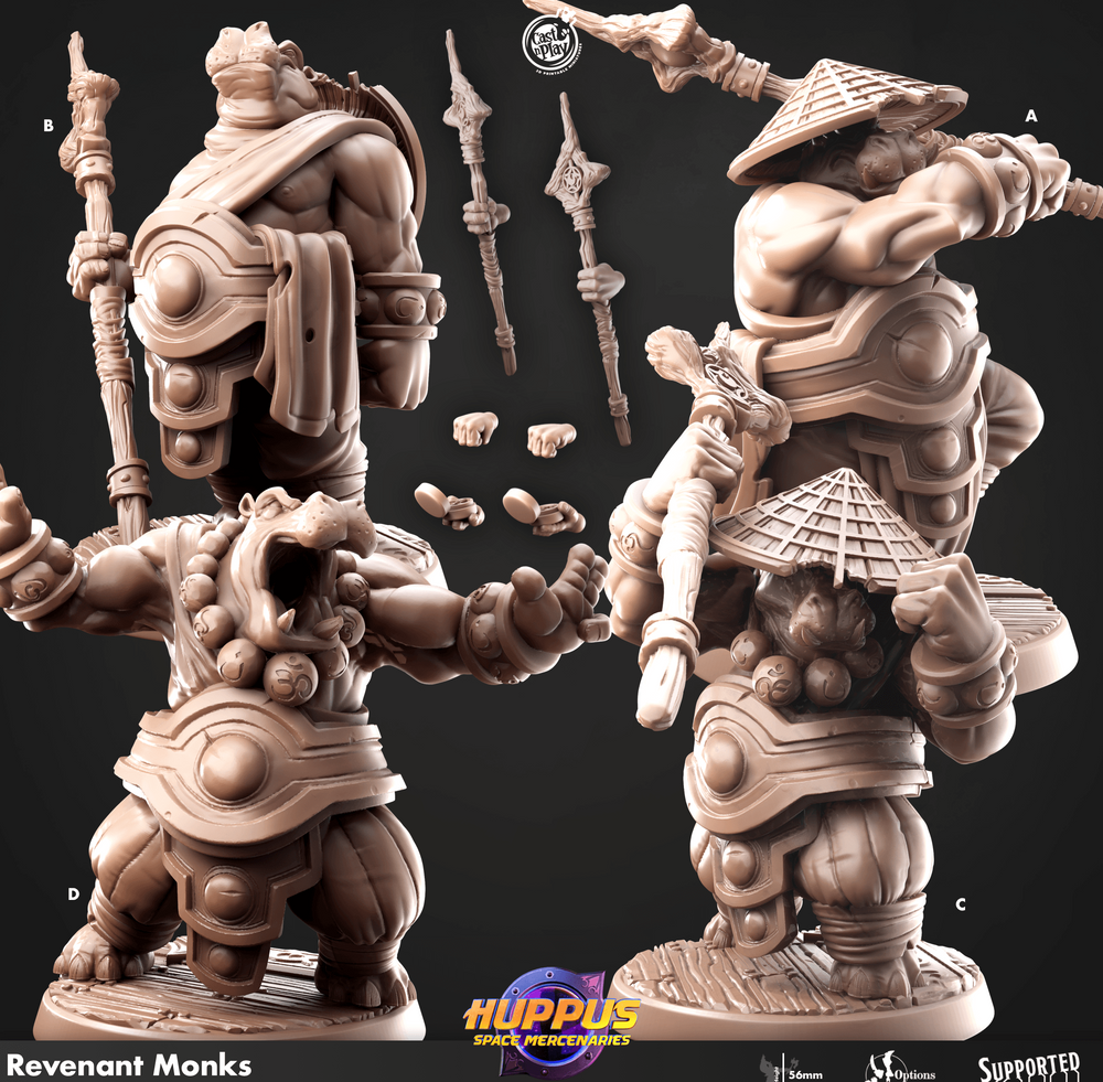 3D Printed Cast n Play 633 Revenant Monks Huppus, Space Mercenaries Set 28mm 32mm D&D (Online Only)