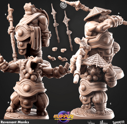 3D Printed Cast n Play 633 Revenant Monks Huppus, Space Mercenaries Set 28mm 32mm D&D (Online Only)