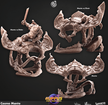 3D Printed Cast n Play 635 Cosmo Manta Huppus, Space Mercenaries Set 28mm 32mm D&D (Online Only)