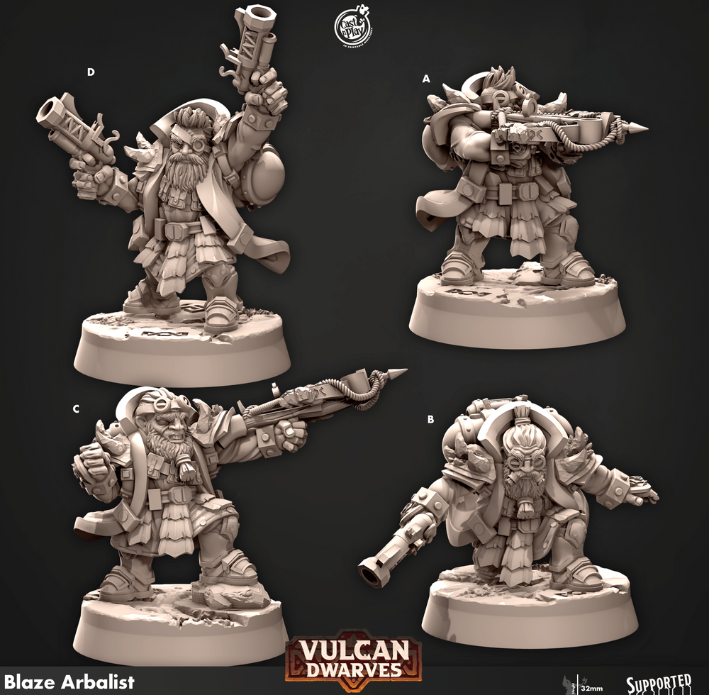 3D Printed Cast n Play 676 Blaze Arbalist Vulcan Dwarves Set 28mm 32mm D&D (Online Only)