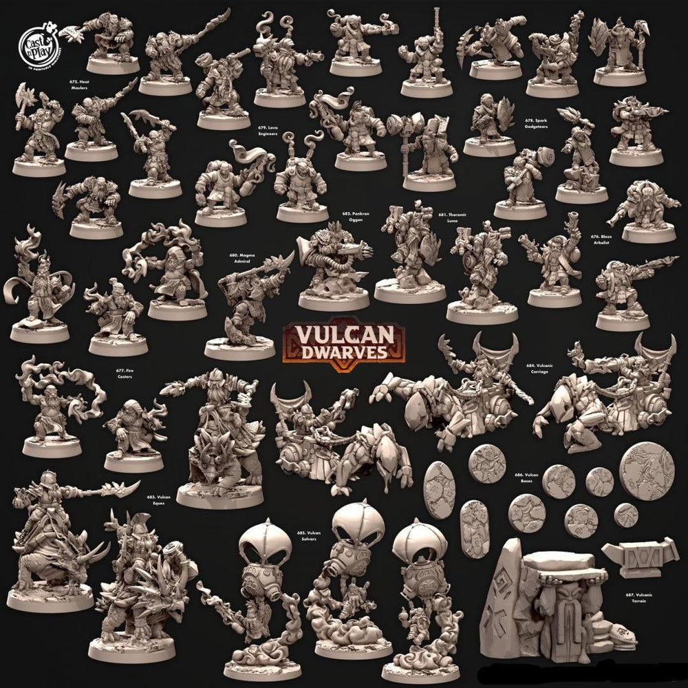 3D Printed Cast n Play 676 Blaze Arbalist Vulcan Dwarves Set 28mm 32mm D&D (Online Only)