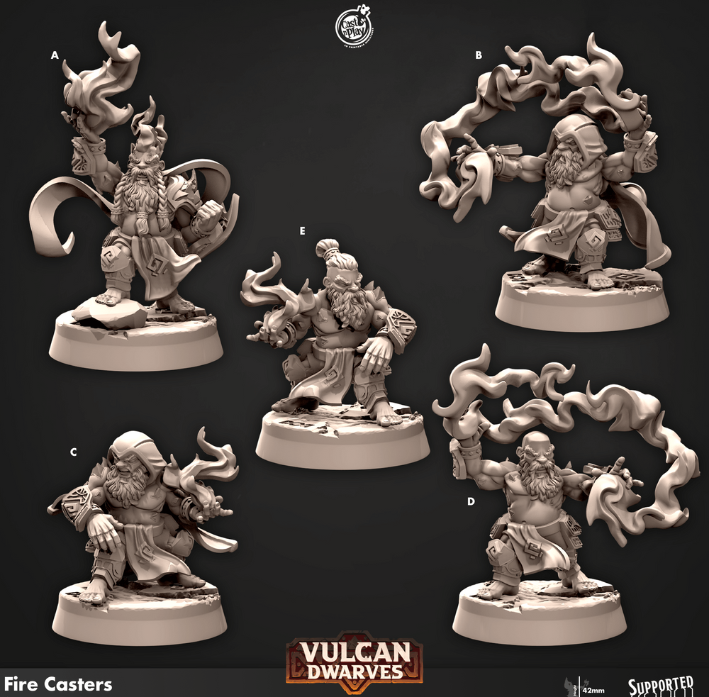 3D Printed Cast n Play 677 Fire Casters Vulcan Dwarves Set 28mm 32mm D&D (Online Only)