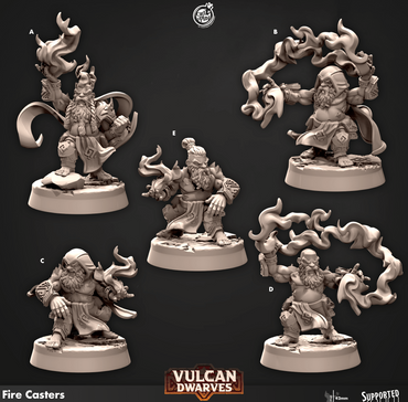 3D Printed Cast n Play 677 Fire Casters Vulcan Dwarves Set 28mm 32mm D&D (Online Only)