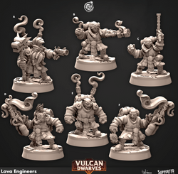 3D Printed Cast n Play 679_Lava Engineers Vulcan Dwarves Set 28mm 32mm D&D (Online Only)