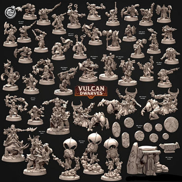 3D Printed Cast n Play 679_Lava Engineers Vulcan Dwarves Set 28mm 32mm D&D (Online Only)