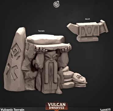 3D Printed Cast n Play 687 Vulcanic Terrain Vulcan Dwarves Set 28mm 32mm D&D (Online Only)