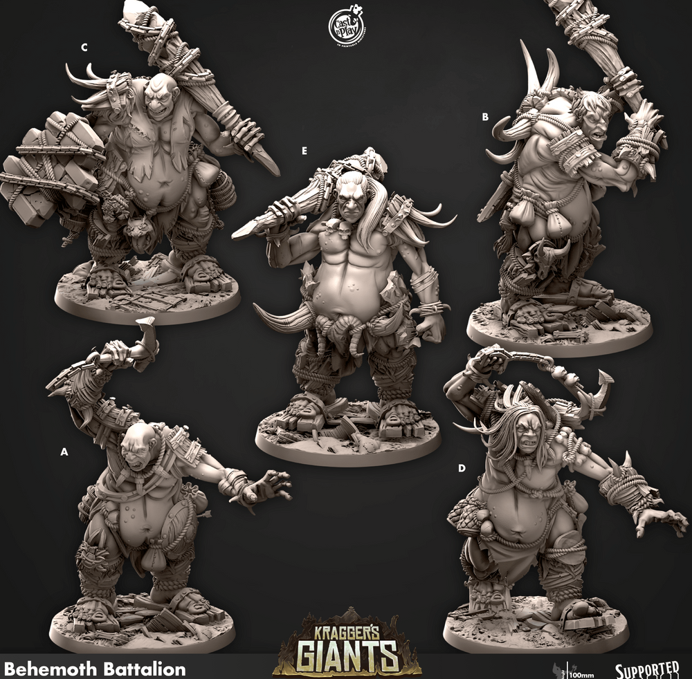 3D Printed Cast n Play 693 Behemoth Battalion Kragger's Giants Set 28mm 32mm D&D (Online Only)