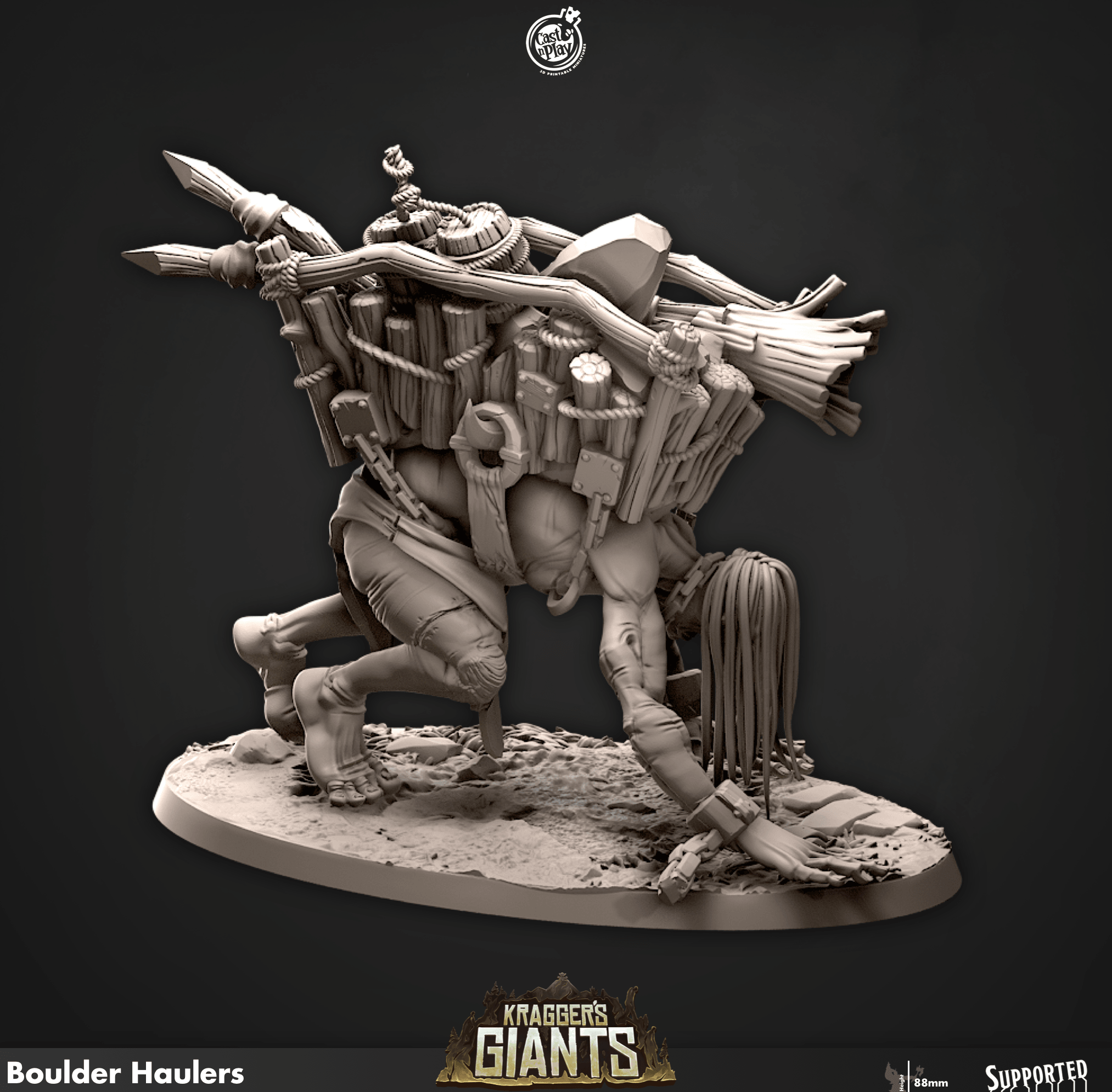 3D Printed Cast n Play 694 Boulder Haulers Kragger's Giants Set 28mm 32mm D&D (Online Only)
