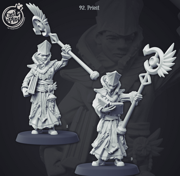 3D Printed Cast n Play 92 Priest Townsfolk 28mm 32mm D&D (Online Only)