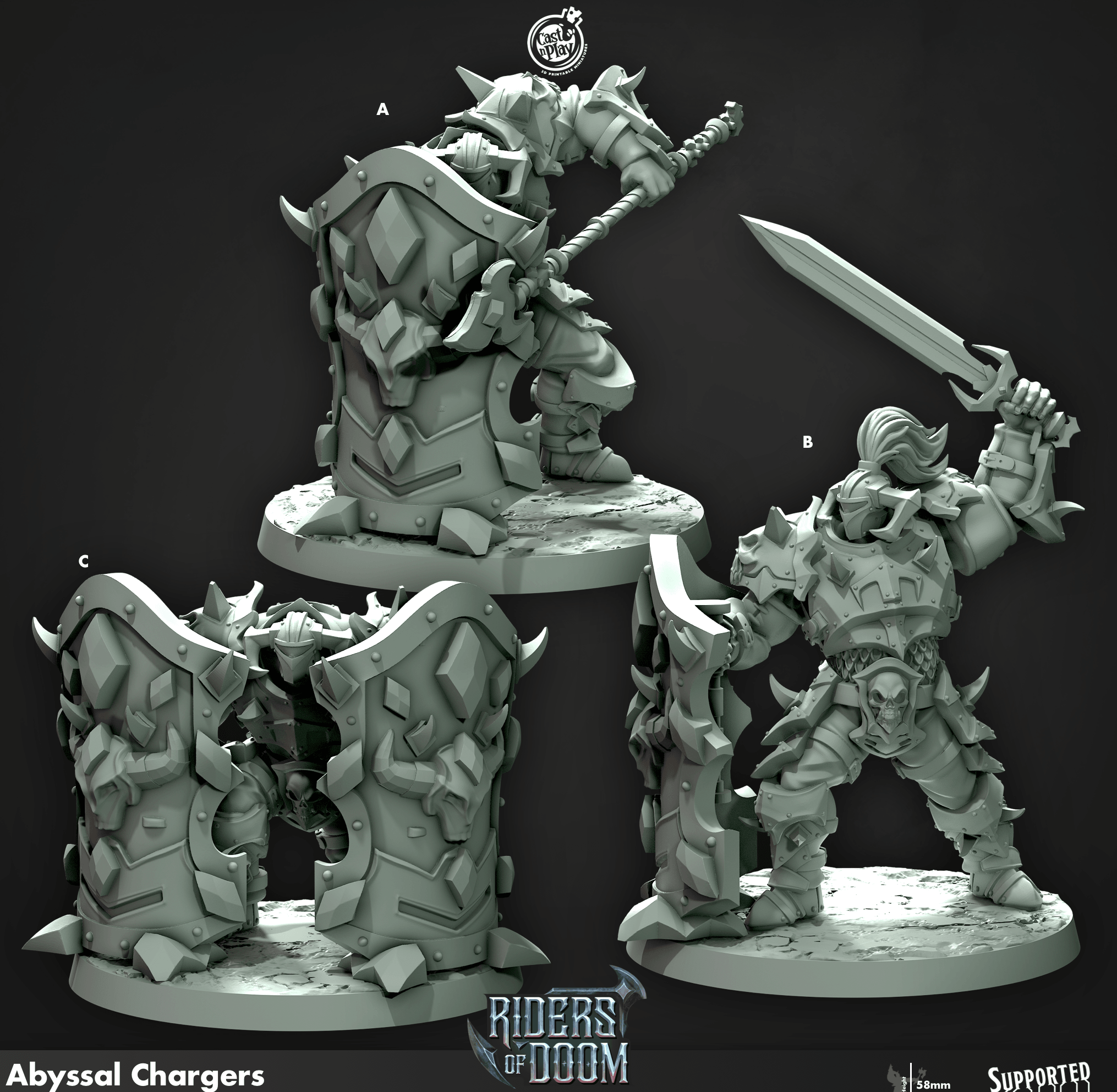 3D Printed Cast n Play Abyssal Chargers Riders of Doom Set 28mm 32mm D&D (Online Only)