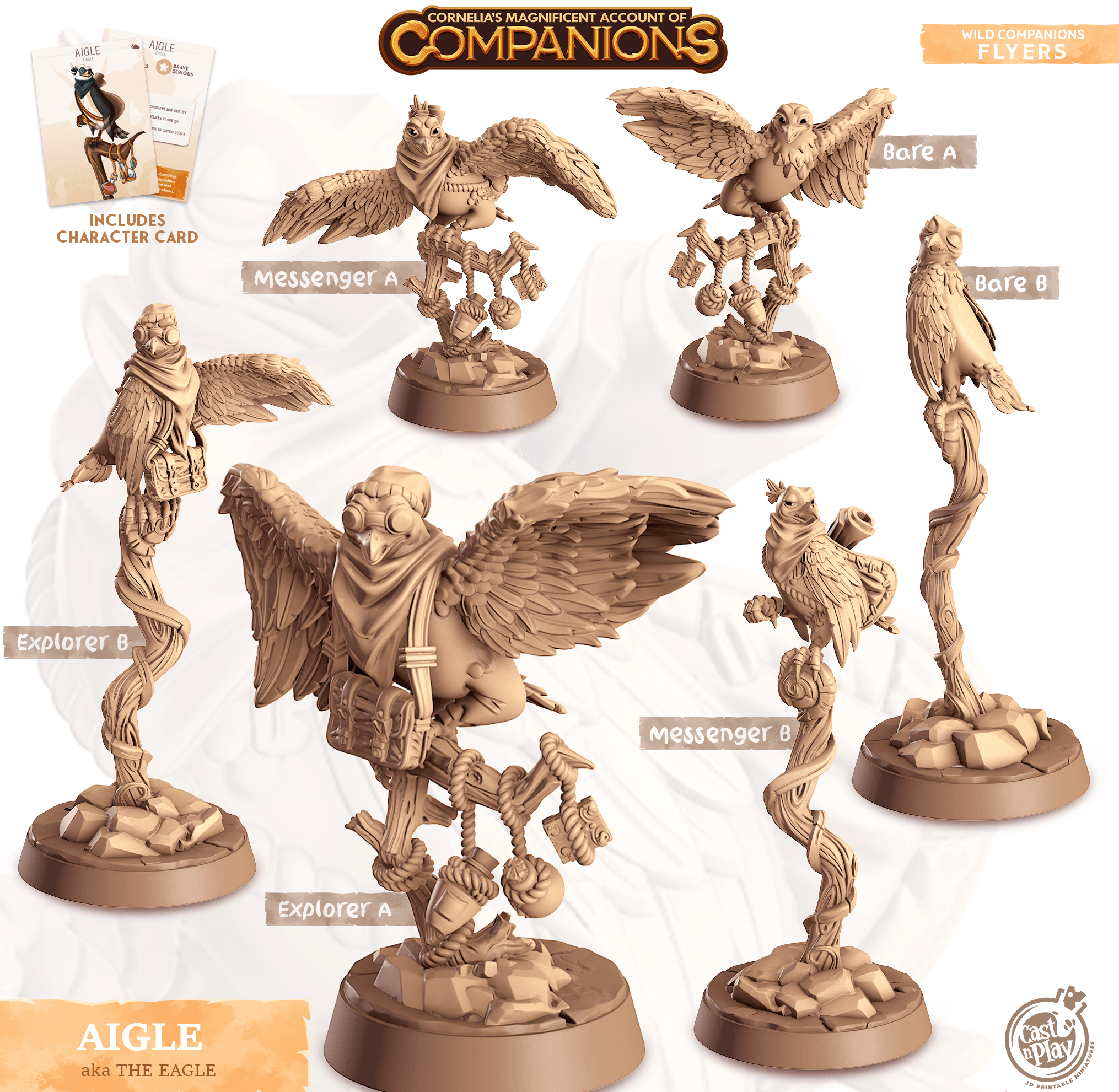 3D Printed Cast n Play Aigle - Eagle Companions 28mm 32mm D&D (Online Only)