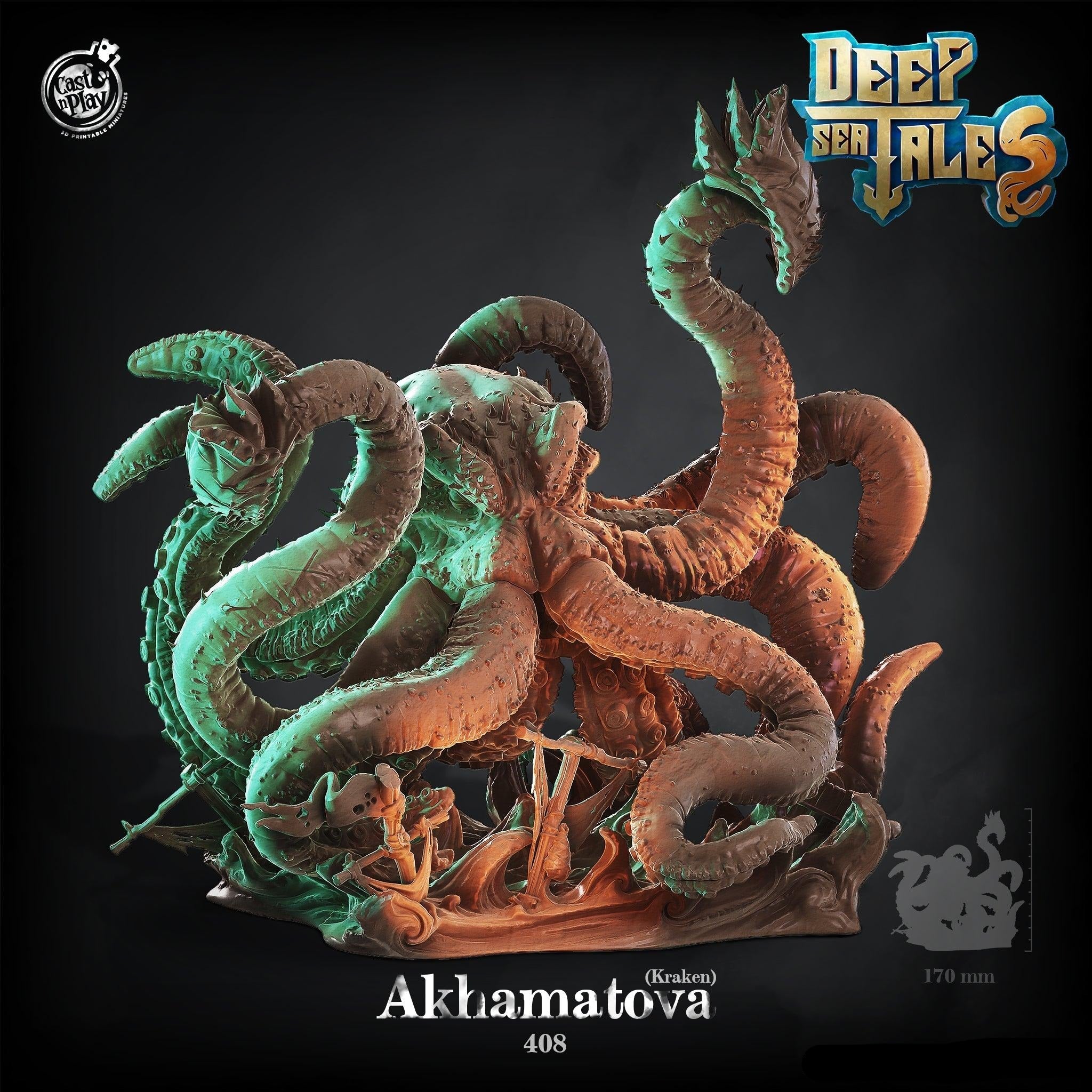 3D Printed Cast n Play Akhamatova (Kraken) Deep Sea Tales 28mm 32mm D&D (Online Only)