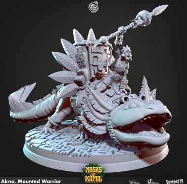 3D Printed Cast n Play Akna, Mounted Warrior Masks of Kiimil 28 32mm D&D (Online Only)