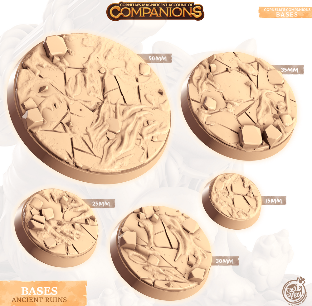 3D Printed Cast n Play Ancient Ruins Bases Companion's Bases - Master Pack Companions 28mm 32mm D&D (Online Only)
