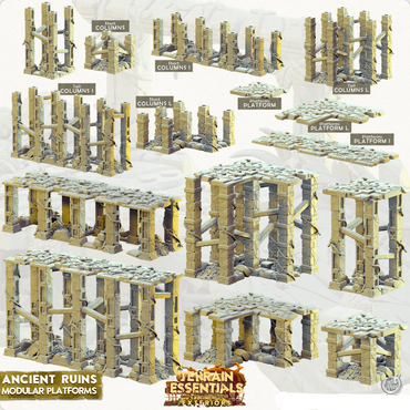 3D Printed Cast n Play Ancient Ruins - Modular Platforms Ancient Ruins Set 28mm 32mm D&D (Online Only)