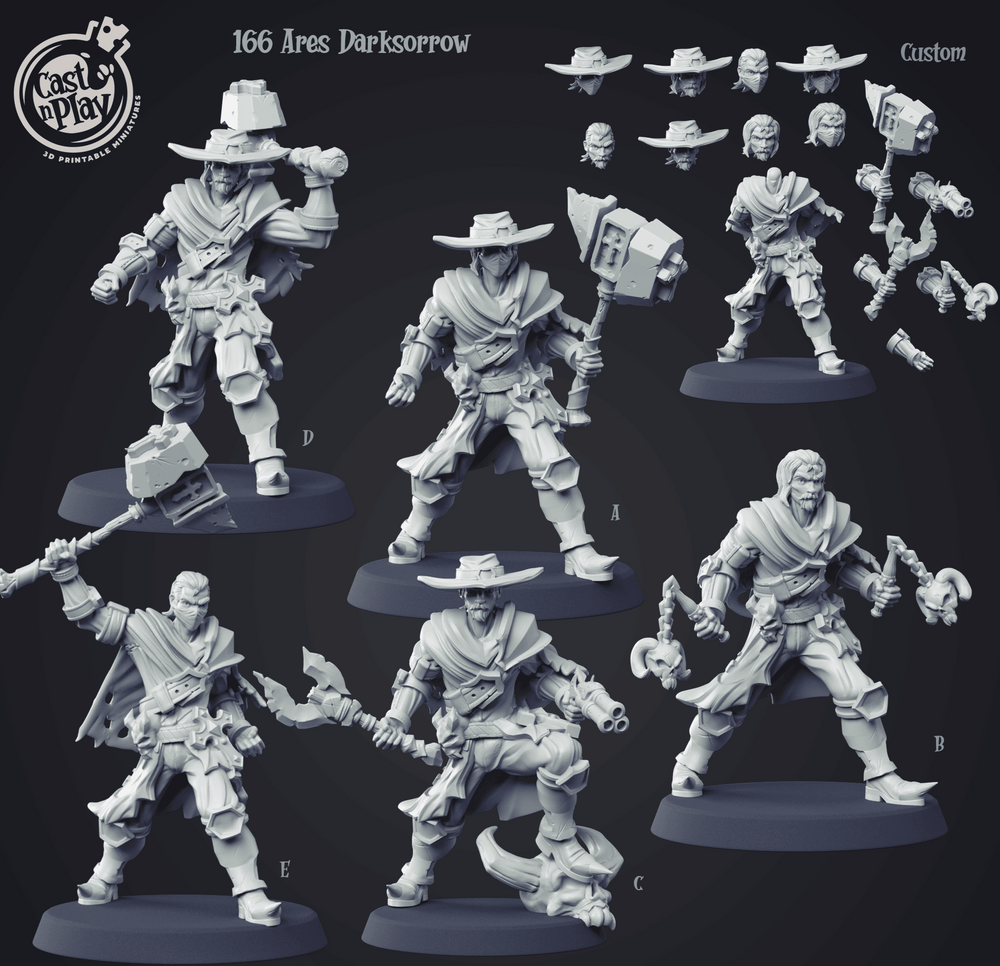 3D Printed Cast n Play Ares Darksorrow Demon Hunter 28mm 32mm D&D (Online Only)