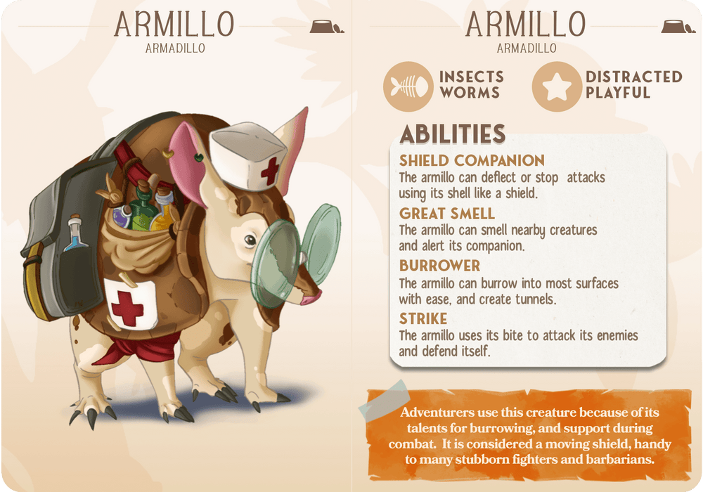 3D Printed Cast n Play Armillo - Armadillo Companions 28mm 32mm D&D (Online Only)