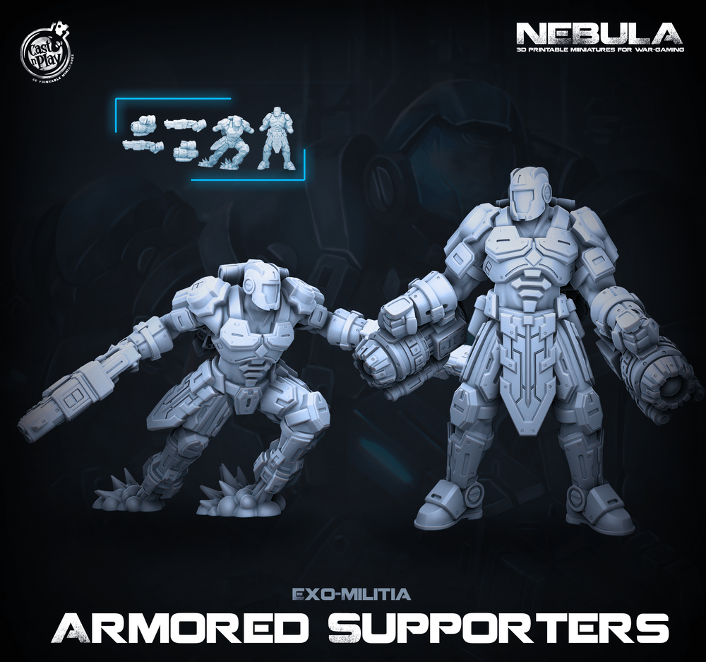3D Printed Cast n Play Armored Supporters Nebula Origins 28mm 32mm D&D (Online Only)