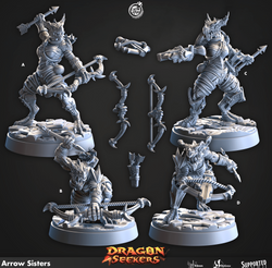 3D Printed Cast n Play Arrow Sisters Dragon Seekers 28 32mm D&D (Online Only)