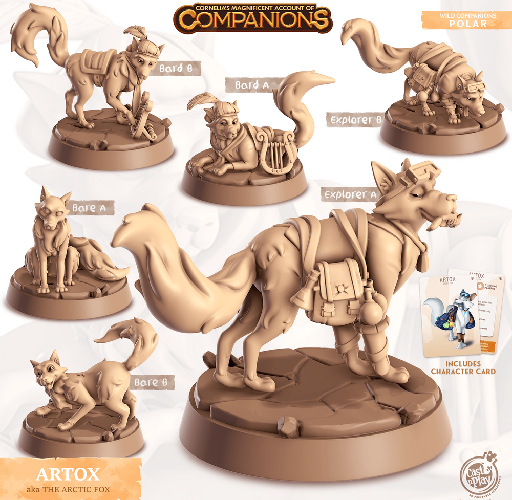 3D Printed Cast n Play Artox - The Arctic Fox Companions 28mm 32mm D&D (Online Only)
