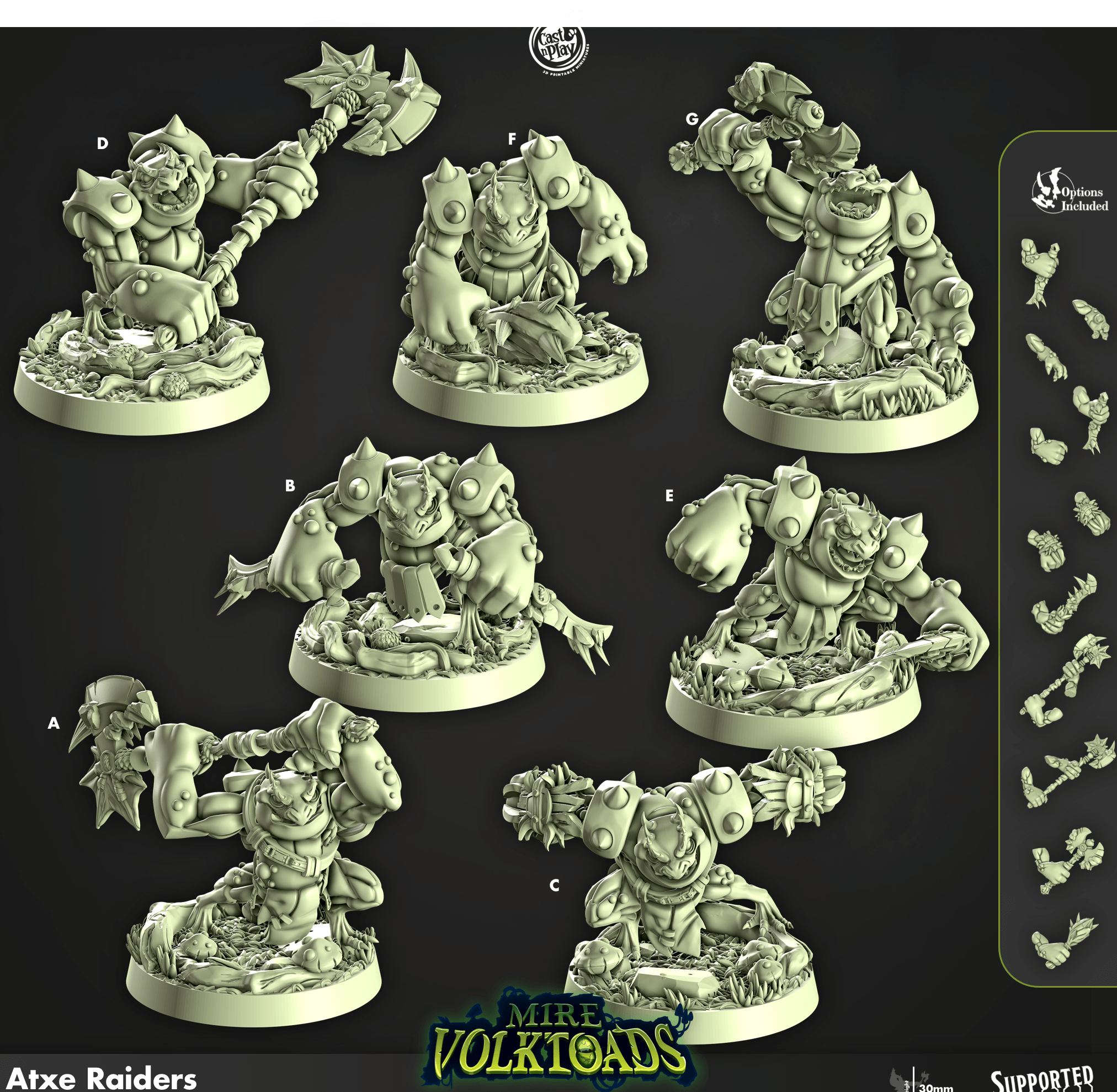 3D Printed Cast n Play Atxe Raiders Mire Volktoads Set 28mm 32mm D&D (Online Only)